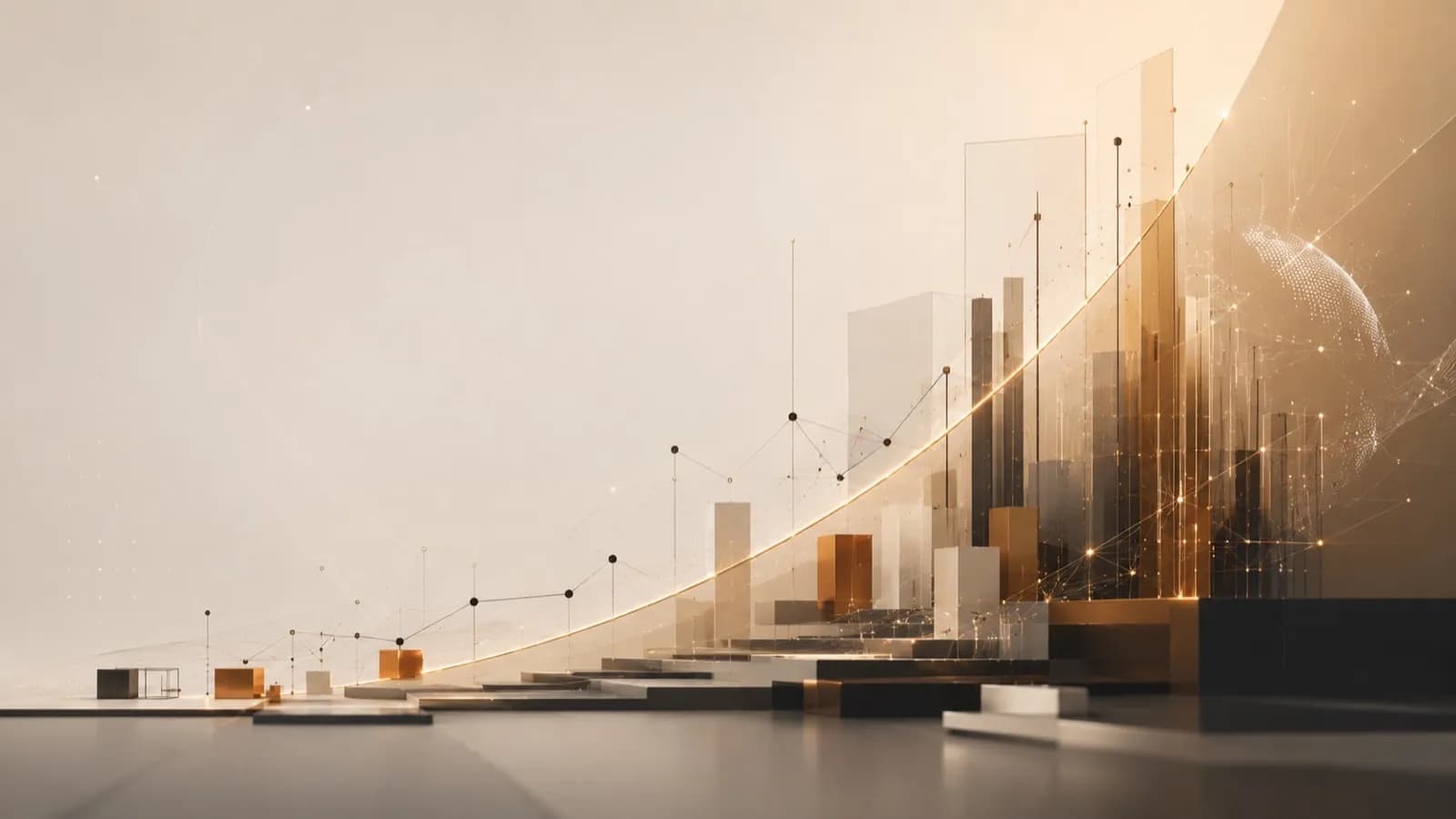 Abstract visualization of growth from startup to enterprise technology company