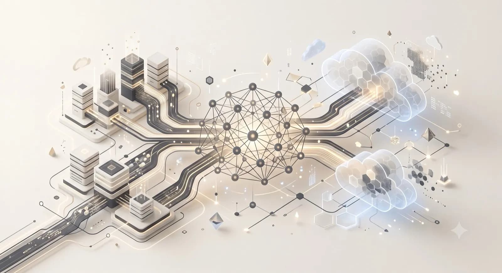 Abstract visualization of AI integrated with enterprise systems